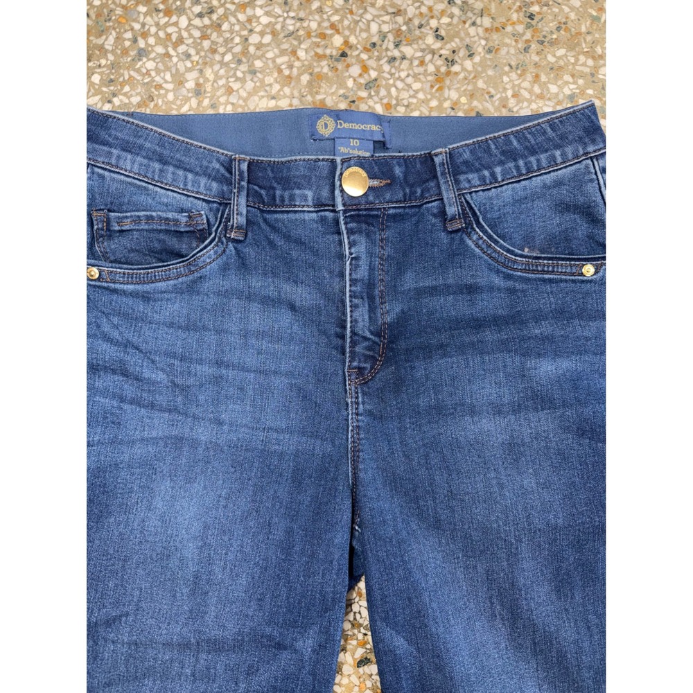 Democracy Ab solution Straight Leg Jeans Blue Frayed Hem B2697YTY Womens 10 Z4 - Picture 4 of 9